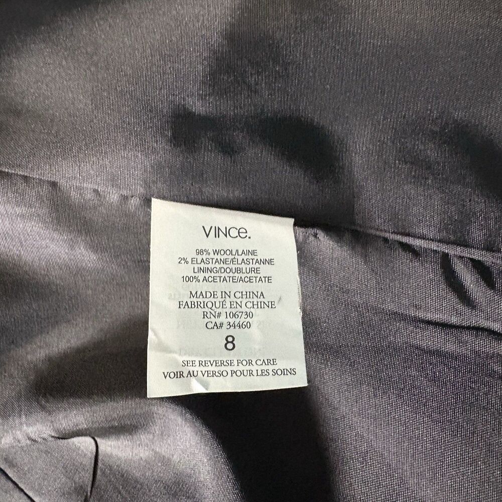 VINCE black  Blazer / Jacket  Size 8 Fully  Lined Lapel Open Front - Picture 11 of 12